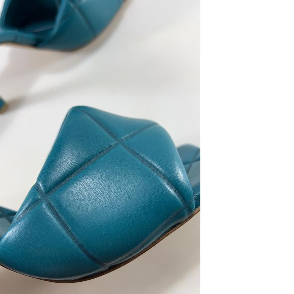Rubber Lido Duck Green Quilted Square Toe Classic Sandals Heels D900 - Picture 6 of 11